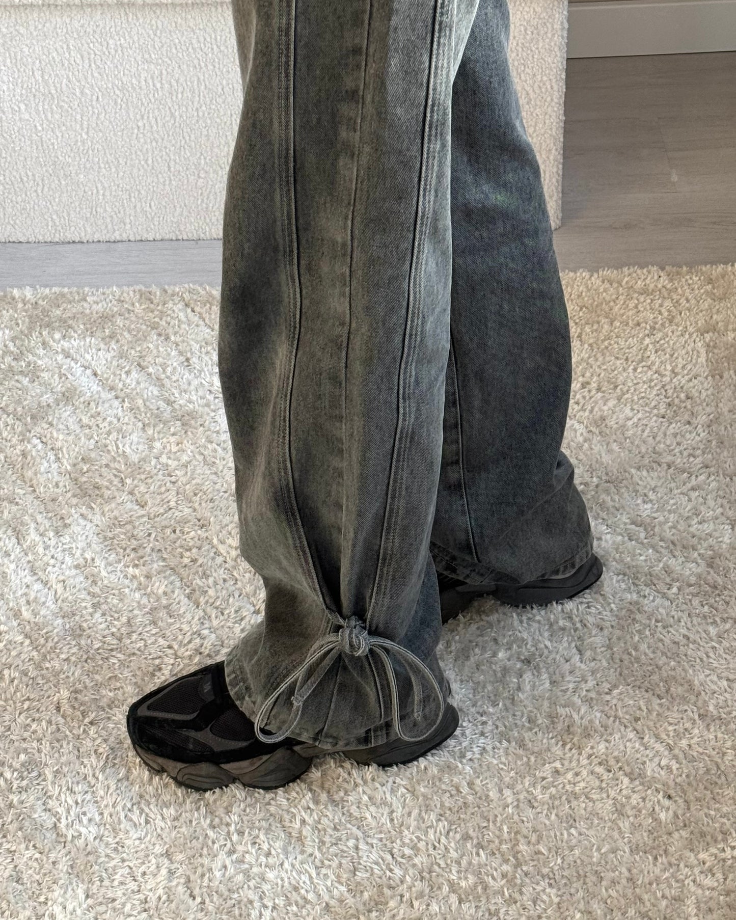Grijze denim straight leg fit