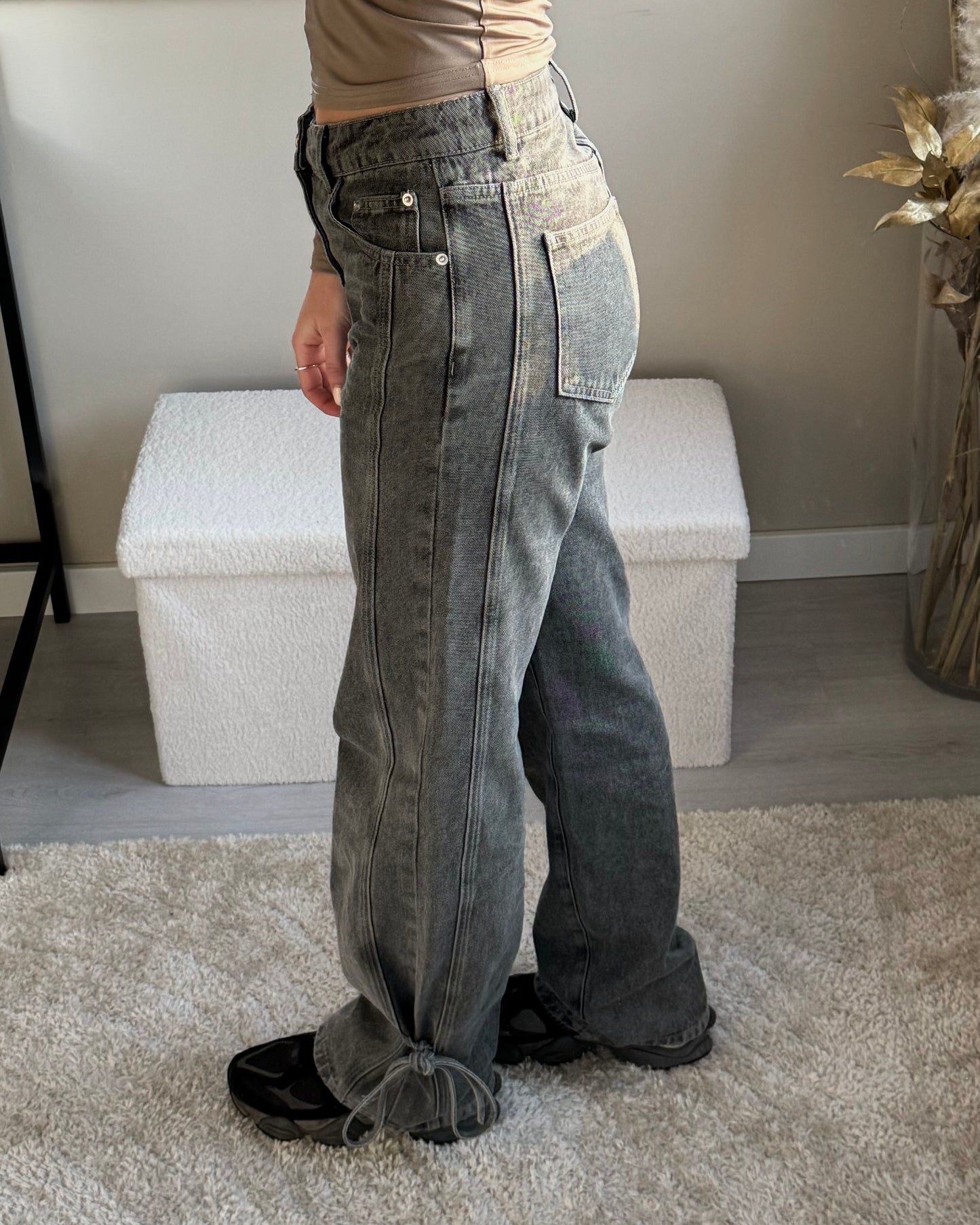 Grijze denim straight leg fit